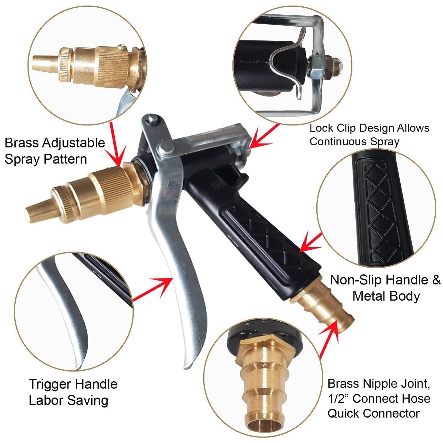 Metal Trigger Brass Nozzle Water Spray Gun